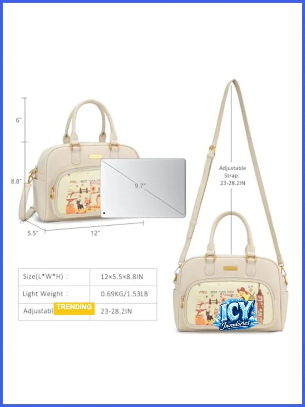 Venetti Medium Satchel Bag for Women with 5 Pockets & Adjustable Crossbody
